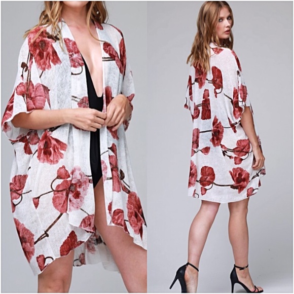 Other - Boho Floral Kimono Wrap Cardi Coverup One Size